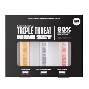 Babe Original Triple Threat Mini Set with Lash Serum, Lash Conditioner and Brow Serum, 6 Week Supply"