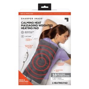 Calming Comfort Massaging Weighted Heating Pad by Sharper Image with Massaging Vibrations, 6 Settings- 3 Heat, 3 Massage- 9 Relaxing Combinations, 12” x 24”, 4 lbs"