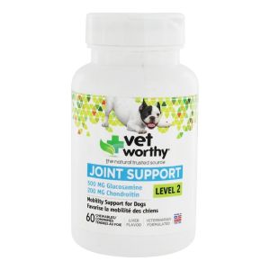 Vet Worthy - Joint Support Level 2 For Dogs with Glucosamine & Chondroitin Liver Flavor - 60 Chewables