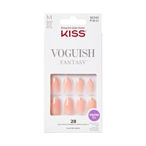 KISS Voguish Fantasy, Press On Nails, Kindred, Beige, Medium Almond, 28 Count"