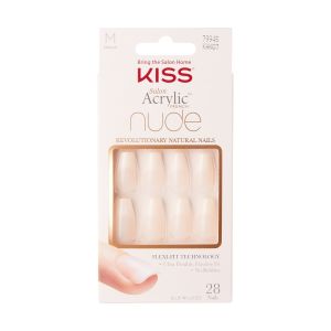 KISS Salon Acrylic, Press-On Nails, Leilani, Nude, Medium Coffin, 28 Count"