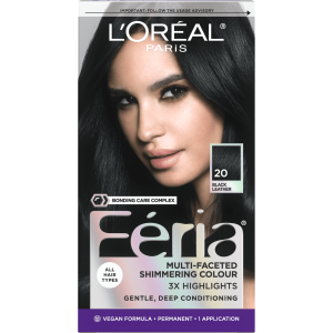 L'Oreal Paris Feria Permanent Hair Color, 20 Black Leather Natural Black"