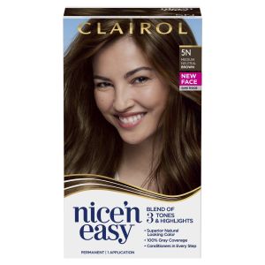 Clairol Nice'n Easy Permanent Hair Color Cream, 5N Medium Neutral Brown, Hair Dye, 1 Application"