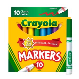 Crayola Broad Line Markers, 10 Ct Classic Colors, School Supplies for Teachers and Kids, Classroom Supplies"