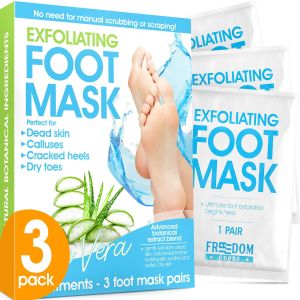 Foot Peel Mask (3 Pack), Foot Mask with Aloe Vera, Exfoliating Baby Foot Peel - Feet Peeling Mask for Baby Feet, Foot Masks for Dry Cracked Feet, Disposable Foot Peel Mask for Women - Remo"