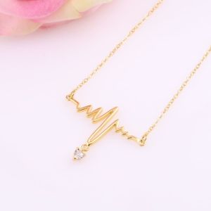 Ladies Necklace Love Heart Ecg Zircon Wave Simple Clavicle Chain Female Elegant Necklace New