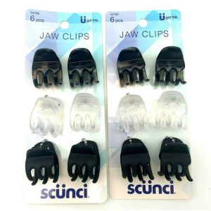 Scunci Jaw Clip Small Marble/Clear/Black 6 Pack (2 Pack/12 Clips) 54796