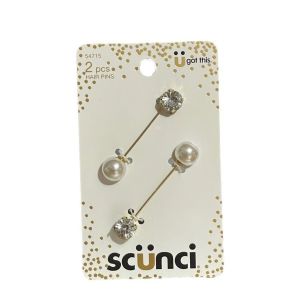 Scunci Pearl Crystal Rhinestone Hair Pins 2 Pack