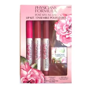 Physicians Formula Rose Kiss All Day Lip Kit Gift Set 3 Glossy Lip + Sharpener