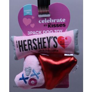 Hershey's Kisses Themed 3 Ct Bar, Kiss and Heart Squeaky Crinkle Dog Toy"