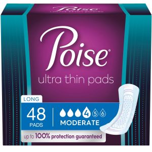 Poise Ultra Thin Incontinence/Bladder Long Length, 48 Count"