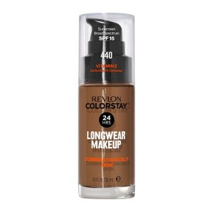 Revlon ColorStay Face Makeup for Combination & Oily Skin, SPF 15, Longwear Medium-Full Coverage with Matte Finish, 440 Mahogany"