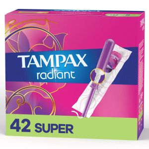 Tampax Radiant Tampons with LeakGuard Braid, Supber Absorbency, 42 Count"