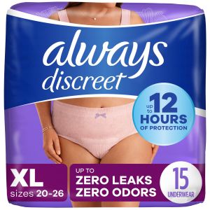 Always Discreet Adult Incontinence Underwear for Women Maximum Absorbency, XL, 15 Ct"