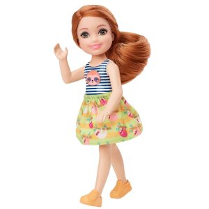 ​Barbie Club Chelsea Doll (6-inch) with Red Hair, Wearing Sloth Graphic"