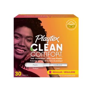 Playtex Clean Comfort Organic Cotton Tampons, Regular Absorbency, 30 Ct"