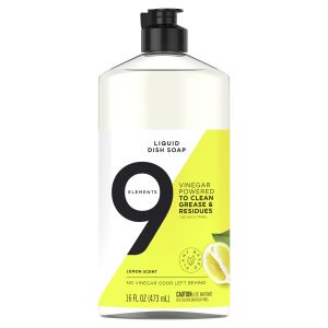 9 Elements Liquid Dish Soap, Lemon Scent, 16 oz"