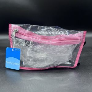 Conair Clear Pink Trim Fanny Pack Belt Bag Hip Sports Events Work Easy Inspect