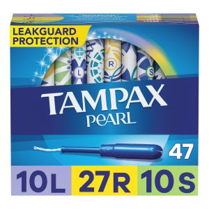 Tampax Pearl Tampons, Unscented, Light/Regular/Sup, Multipack, 47 ct"