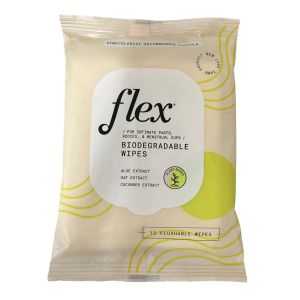 Flex Biodegradable Wipes For Intimate Parts, Plant Based, 12 Flushable Wipes (Packaging May Vary)"