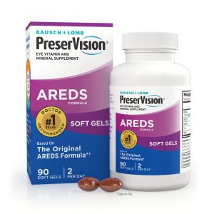 Bausch + Lomb PreserVision AREDS Eye Vitamin & Mineral Supplement Tablets, 90 Count Bottle (Soft Gels)"