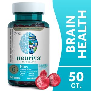 Neuriva Plus Brain Health Supplement, Vitamins B12 & B6, Support for Memory and Focus, Strawberry, 50ct Gummies"