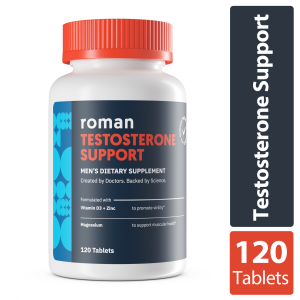 Roman Testosterone Support Supplement for Men with Vitamin D3, 120 Tablets"