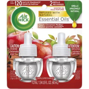 Air Wick Plug in Scented Oil Refill, 2 ct, Apple Cinnamon Medley, Air Freshener, Essential Oils, Fall Scent, Fall decor"