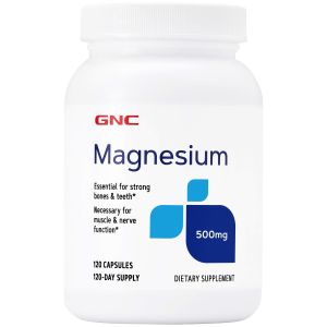 GNC Magnesium 500mg, 120 Capsules, Supports Calcium Absorption and Strong Teeth and Bones"