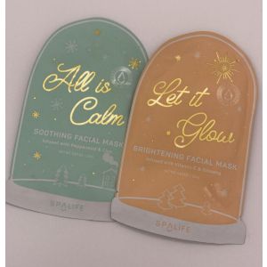 2 Pack Facial Masks SpaLife- All Is Calm (peppermint) & Let It Glow(vitamin C)