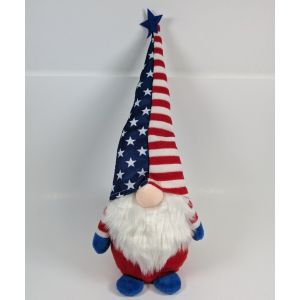 Creative Home 10 in Sitting Patriotic Americana Gnome Weighted Bottom Plush Doll