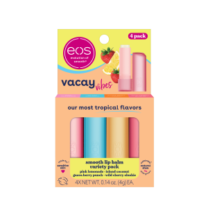 Eos Vacay Vibes Lip Balm Stick- Tropical Variety Pack, 0.14 oz, 4 per Pack"