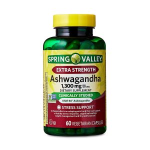 Spring Valley Extra Strength Ashwagandha Dietary Supplement, 1300 mg, 60 Vegetarian Capsules"