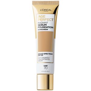 L'Oreal Paris Age Perfect Radiant Serum Foundation Makeup, 70 Sand, 1 fl oz"