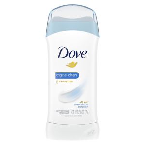 Dove Sweat and Odor Protection Women's Antiperspirant Deodorant Stick, Original Clean, 2.6 oz"