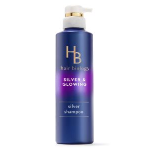 HB Hair Biology Silver and Glowing Purple Shampoo for Silver and Gray All Hair Types, 12.8 fl oz"