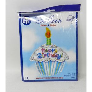 CTI 19"" Happy Birthday Cupcake Foil Balloon 1 Count