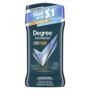 Degree Advanced Men's Antiperspirant Deodorant Stick Twin Pack Cool Rush, 2.7 oz"