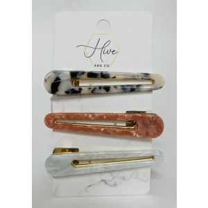 Hive and Co. - 3-Piece Mother of Pearl/Tortoiseshell Barrettes - SKU # 514219