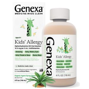 Genexa Kids' Allergy Medicine Liquid, Antihistamine Multi Symptom, Organic Agave Flavor, 4 fl oz"