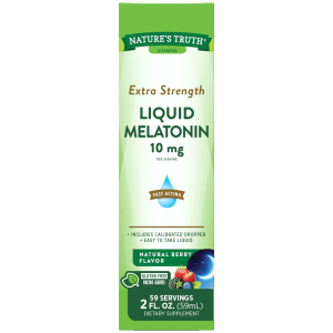 Nature's Truth Melatonin Liquid | 10 mg | 2 Fl oz Maximum Strength for Adults | Natural Berry Flavor | Vegetarian, Non-GMO, Gluten Free"