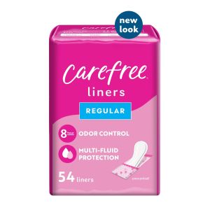 Carefree Panty Liners, Regular, Unscented, Wrapped, 8 Hour Odor Control, 54 Ct"