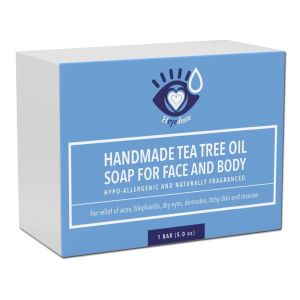 Tea Tree Oil Face Soap and Eyelid Scrub Handmade with Organic Ingredients (1 Pack)