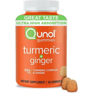 Qunol Turmeric and Ginger Gummies, Gummy with 500mg Turmeric + 50mg Ginger, Joint Support Supplement, Ultra High Absorption Tumeric and Ginger, Vegan, Gluten Free, 1 Month Supply 60ct Gummies"