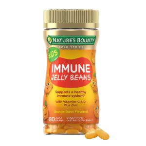 Nature's Bounty Kids Vitamin C, D & Zinc for Immune Support Jelly Beans, Orange Burst, 80 Count"