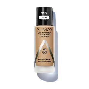 Almay Skin Perfecting Comfort Matte Liquid Foundation, 180 Neutral Toasty Beige, 1 fl oz"