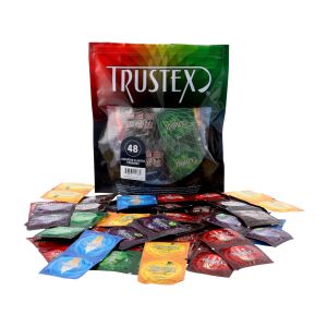 Trustex Assorted Flavors, Premium Latex Flavored Condoms, The Original Flavored Condom Company, Safe for Intercourse, Bag of 48"