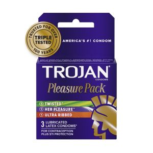 TROJAN Pleasure Variety Pack Lubricated Condoms, 3 Count"