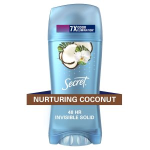 Secret Invisible Solid Antiperspirant Deodorant, Coconut Scent, 2.6 oz"