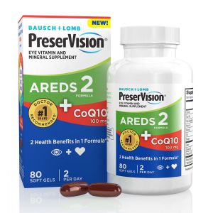 PreserVision AREDS 2 Eye Vitamins with CoQ10 for Heart Health, Lutein, Zeaxanthin, Vitamin C & E, Zinc, Copper, 80 Softgels"